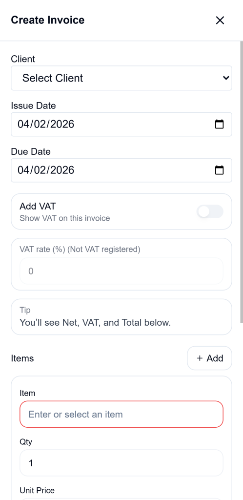 how to add an invoice on Ledgar