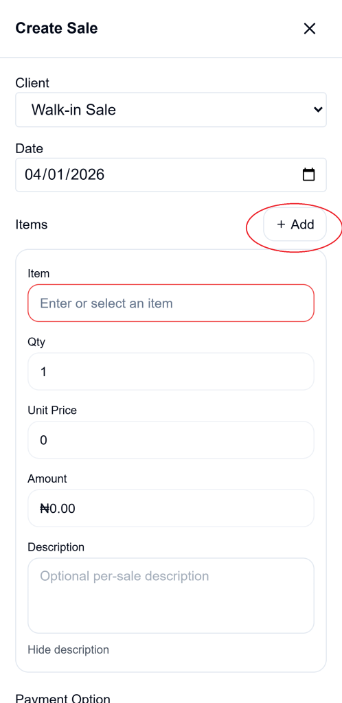 add more items on sales - Ledgar