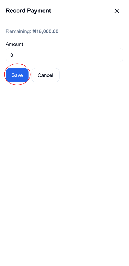 save payment record on sales page - Ledgar